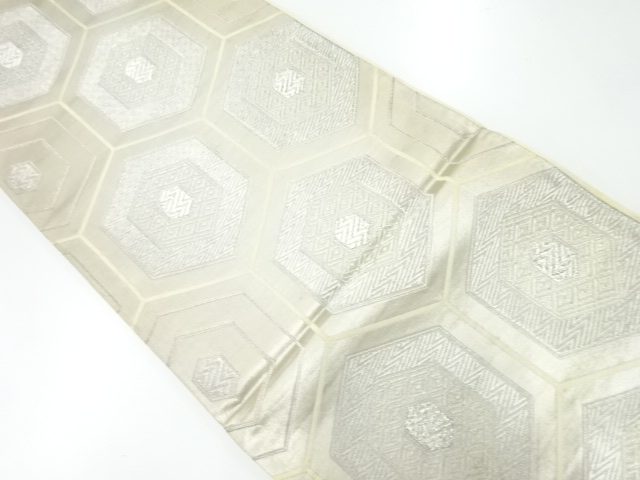 アンティーク　重ね亀甲繋ぎ模様織り出し袋帯（材料）